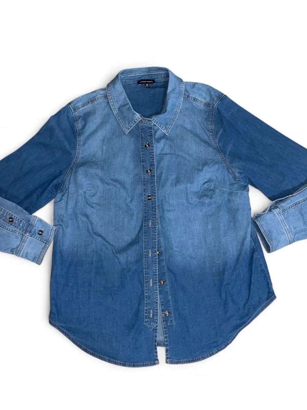 Universal Standard Two-Tone Blue Denim Button-Down Shirt
